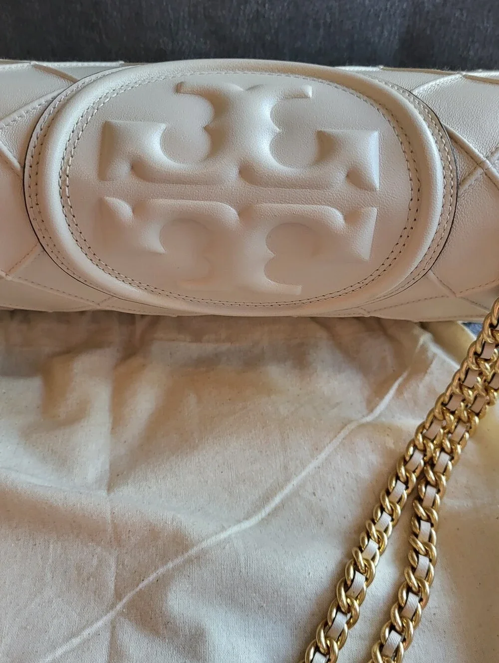Tory Burch Fleming Cream Leather Convertible Shoulder Bag